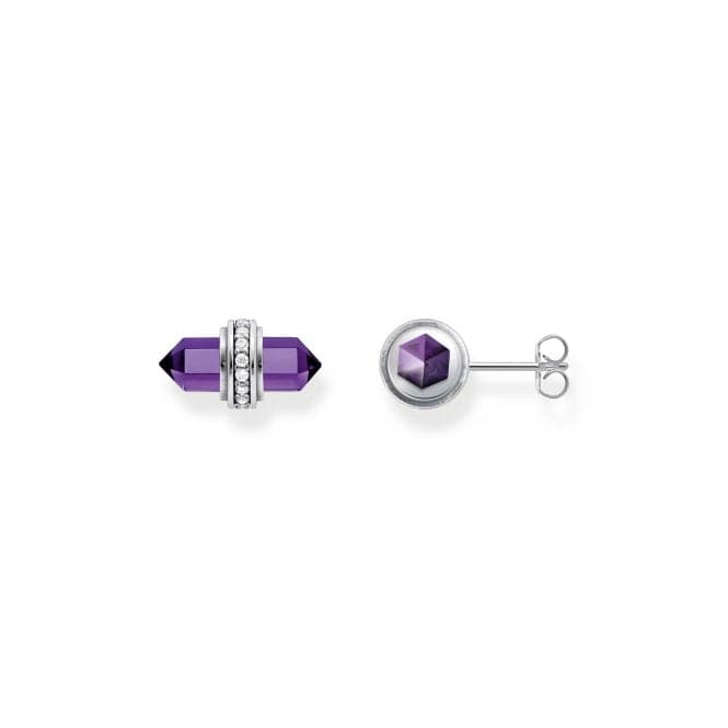 Sterling Silver Zirconia Hexagonal Imitation Amethyst Earrings H2281 - 643 - 13Thomas Sabo Sterling SilverH2281 - 643 - 13