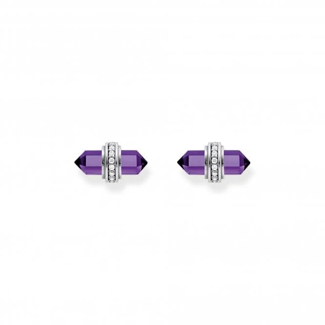 Sterling Silver Zirconia Hexagonal Imitation Amethyst Earrings H2281 - 643 - 13Thomas Sabo Sterling SilverH2281 - 643 - 13