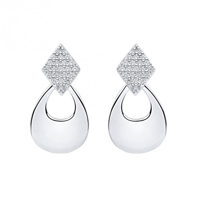 Sterling Silver Zirconia Prism and Open Teardrop Earrings E6428CFiorelli SilverE6428C