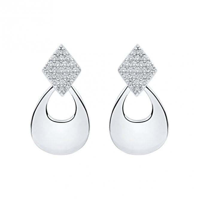 Sterling Silver Zirconia Prism and Open Teardrop Earrings E6428CFiorelli SilverE6428C