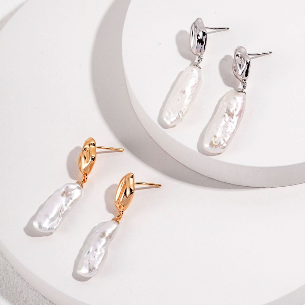 Stick Baroque Pearl Stud Earrings