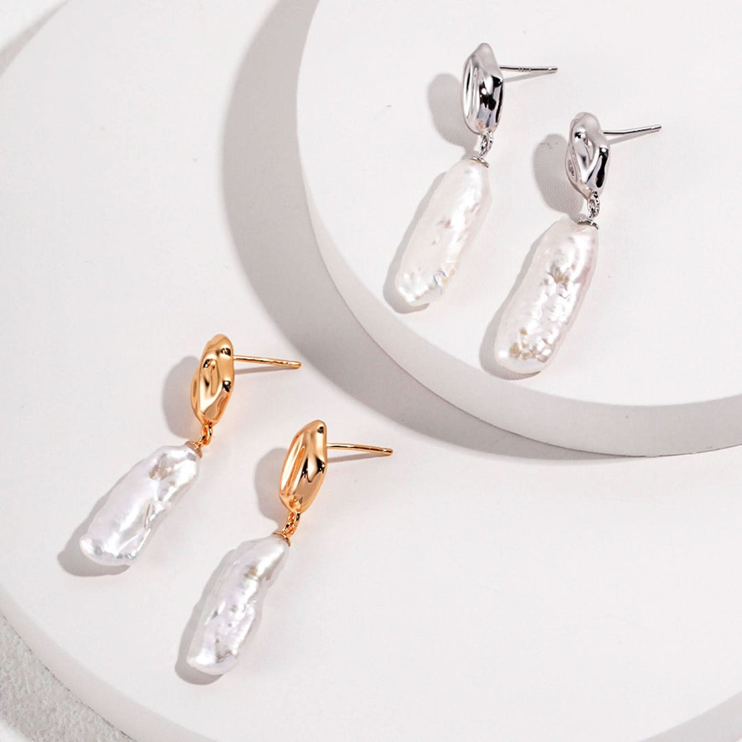 Stick Baroque Pearl Stud Earrings
