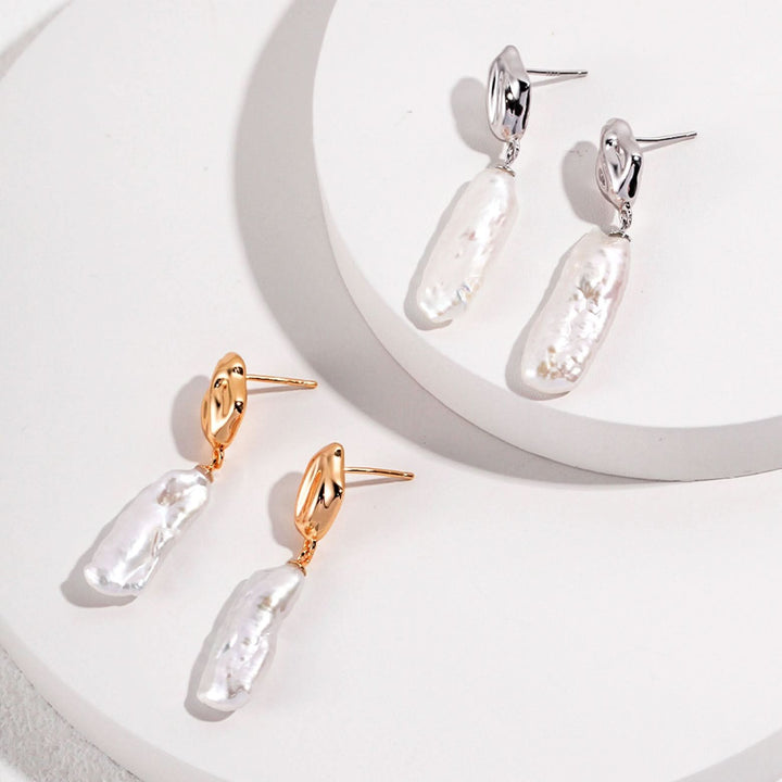 Stick Baroque Pearl Stud Earrings