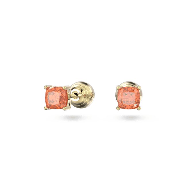 Stilla Stud Cushion Cut Orange Gold - tone Plated Earrings 5639123Swarovski5639123