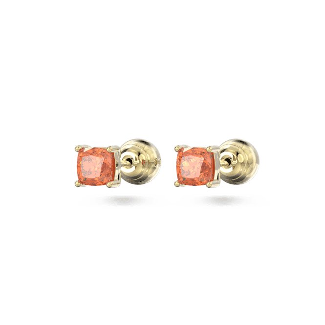 Stilla Stud Cushion Cut Orange Gold - tone Plated Earrings 5639123Swarovski5639123