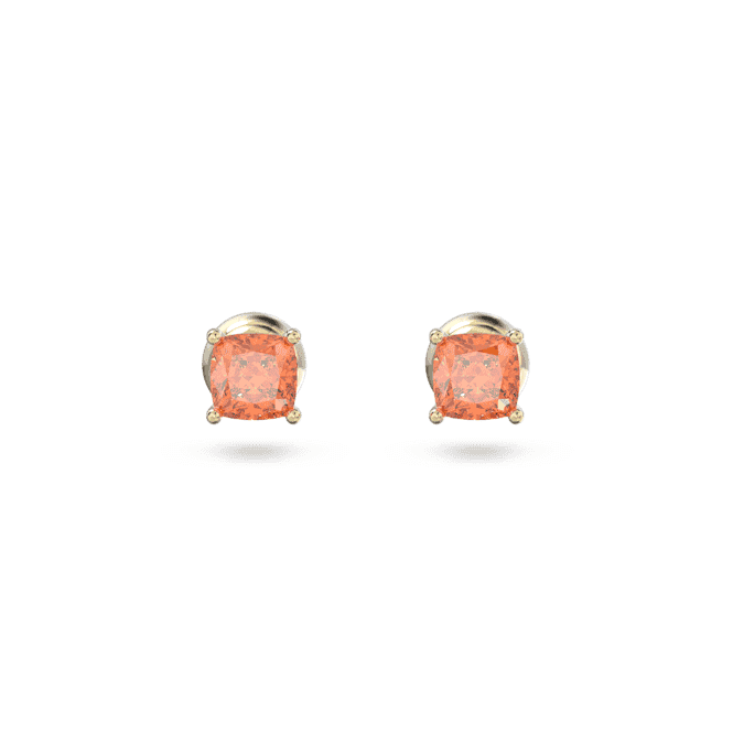 Stilla Stud Cushion Cut Orange Gold - tone Plated Earrings 5639123Swarovski5639123