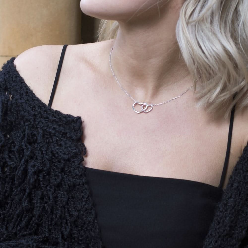 Sterling Silver Linked Heart Necklace DN218