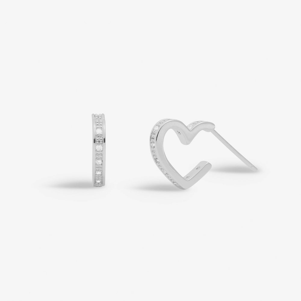 Style Stories Pave Edge Heart Hoop Silver Plated Earrings 7733Joma Jewellery7733