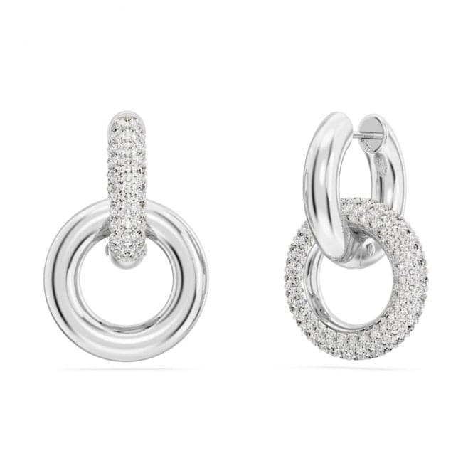 Swarovski Dextera White Rhodium plated Asymmetric Interlocking loop Hoop Earrings 5671807Swarovski5671807