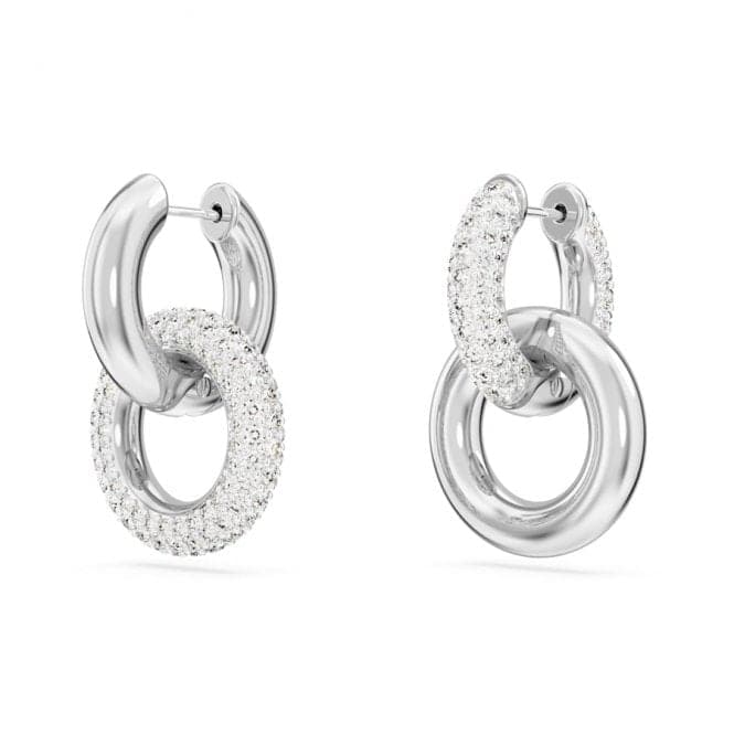 Swarovski Dextera White Rhodium plated Asymmetric Interlocking loop Hoop Earrings 5671807Swarovski5671807