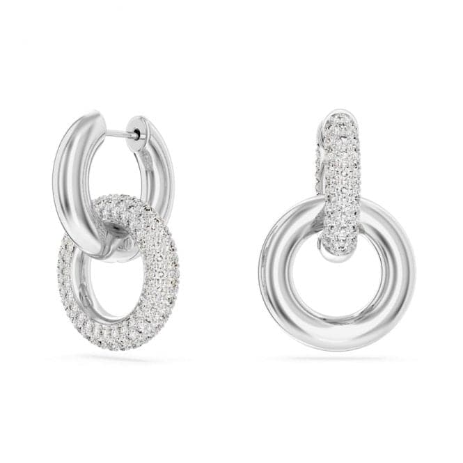 Swarovski Dextera White Rhodium plated Asymmetric Interlocking loop Hoop Earrings 5671807Swarovski5671807