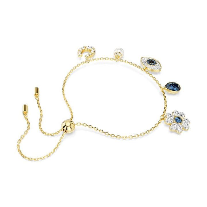 Symbolica Gold - tone Plated Clover Evil Eye, Horseshoe Blue Crystal Pearl Bracelet 5692162Swarovski5692162