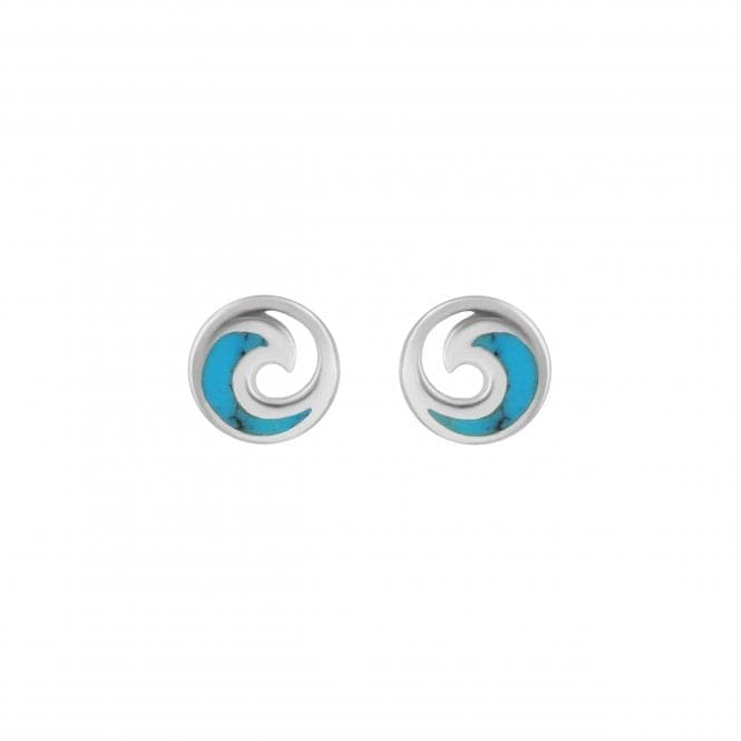 Synthetic Turqouise Wave Swirl Stud Earrings 36829TQDew36829TQ
