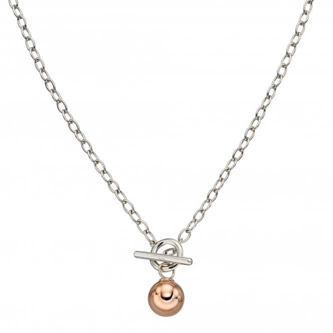 T - Bar Rose Gold Plated Sphere Necklace N4395Fiorelli SilverN4395