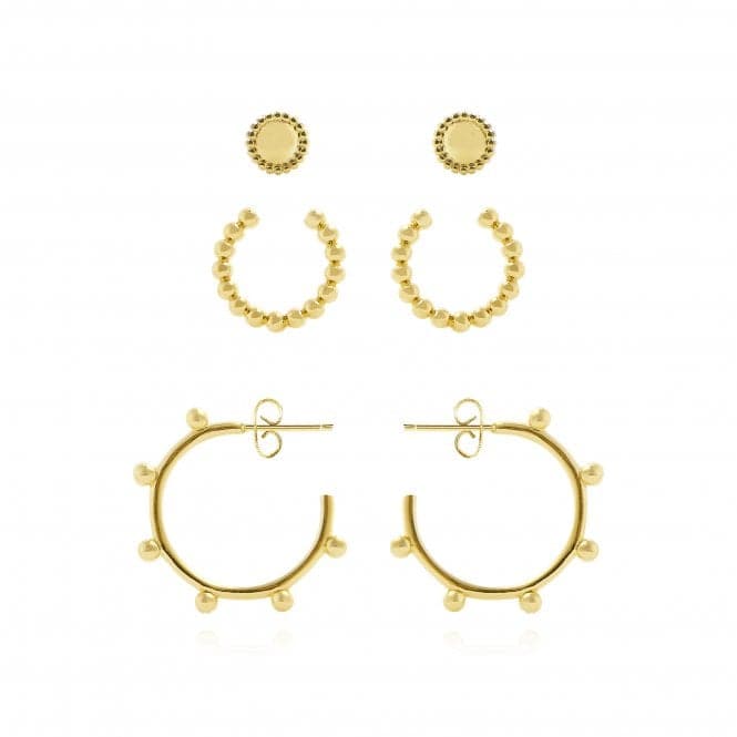 Tahlia Trio Hoop Cuff Pack in Gold Earrings 4830Joma Jewellery4830