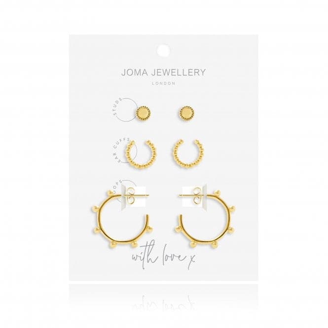 Tahlia Trio Hoop Cuff Pack in Gold Earrings 4830Joma Jewellery4830