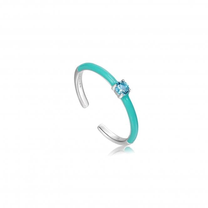 Teal Enamel Silver Adjustable Ring R028 - 03H - TAnia HaieR028 - 03H - T