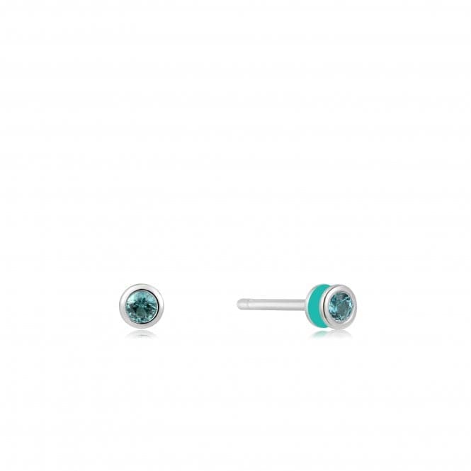 Teal Enamel Silver Stud Earrings E028 - 01H - TAnia HaieE028 - 01H - T