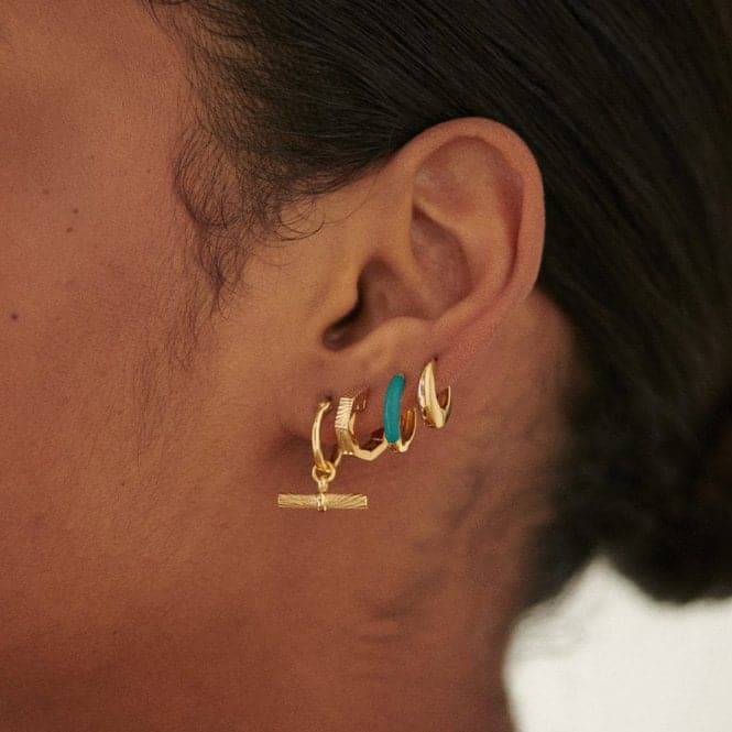 Teal Huggie Hoop 18ct Gold Plated Earrings EE06_GPDaisyEE06_GP