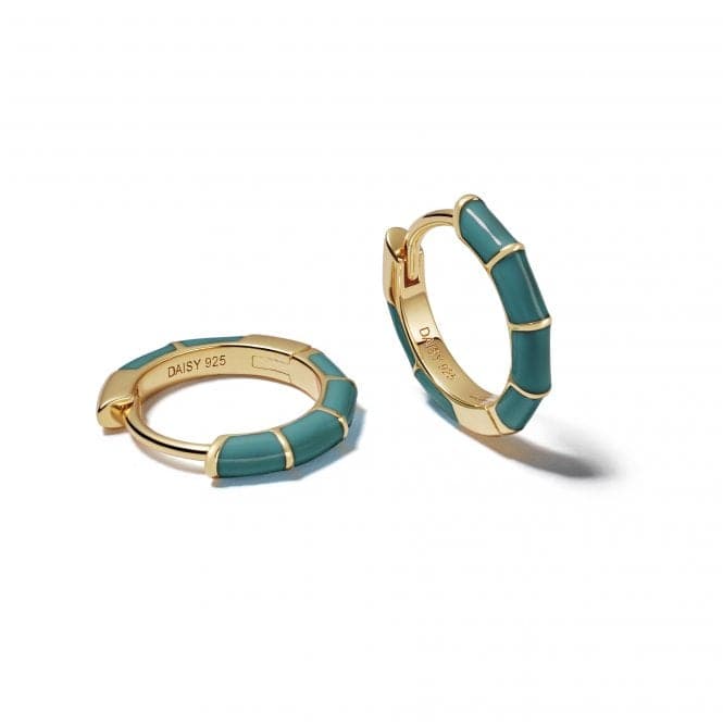 Teal Stripe Huggie Hoop 18ct Gold Plated Earrings EE01_GPDaisyEE01_GP