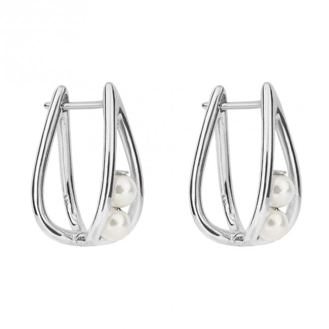 Teardrop Encased Shell Pearls Hoop Earrings E6214WFiorelli SilverE6214W