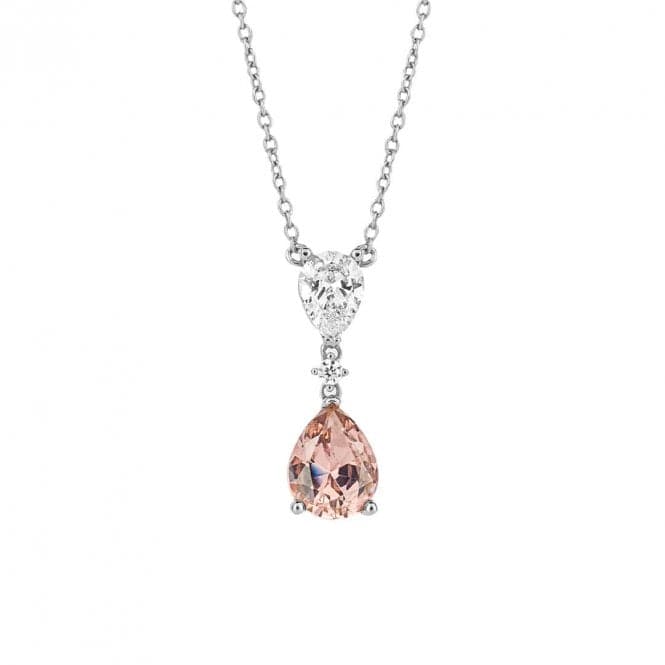 Teardrop Shaped Pink Zirconia Drop Necklace N4502DiamonfireN4502