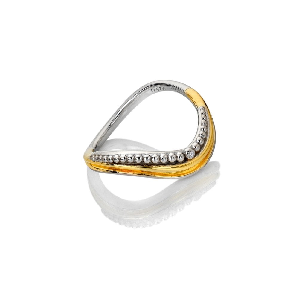 Two-tone ring with gold and silver design 