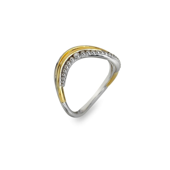 Two-tone ring with gold and silver design 
