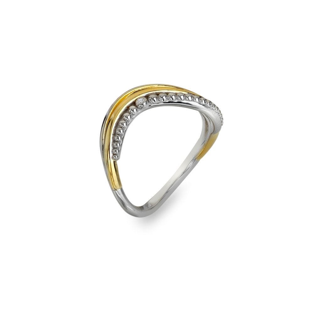 Two-tone ring with gold and silver design 