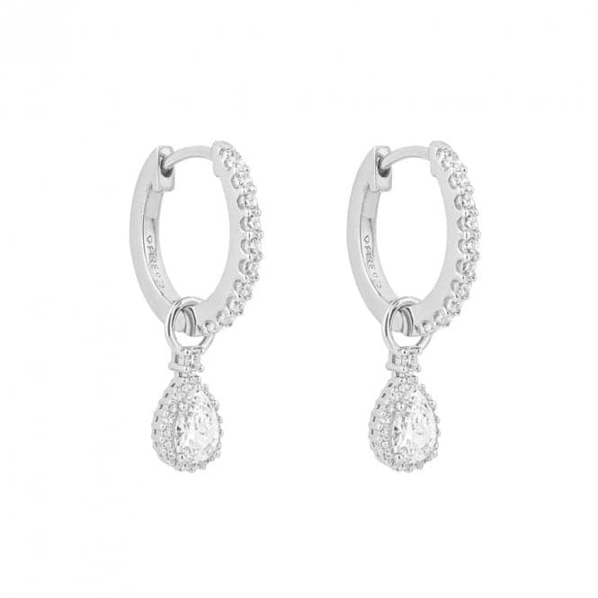 Teardrop Zirconia Assembled Pave Detail Hoop Earrings E6197DiamonfireE6197