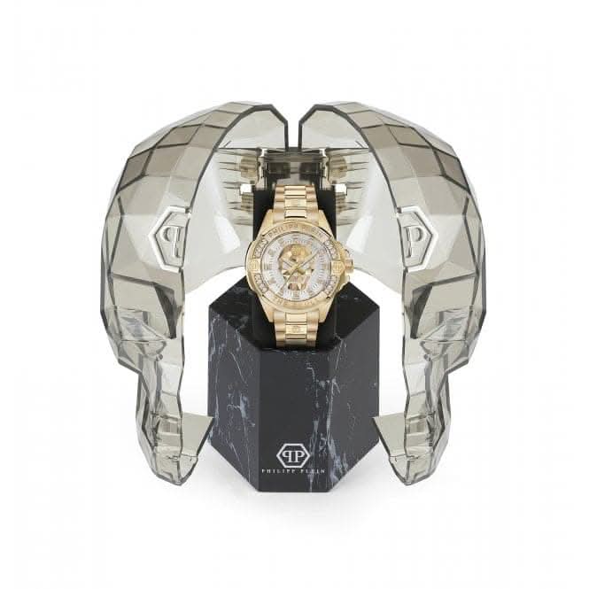 Philipp Plein Anello da donna in acciaio inox bicolore 3D teschio PP logo PJ3AA10R Philipp Plein Anello da donna in acciaio inox bicolore 3D teschio PP logo PJ3AA10R