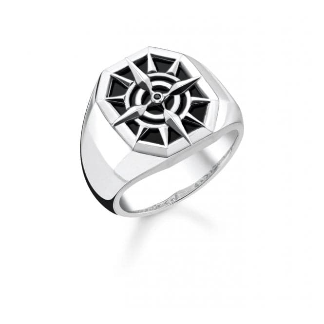 Thomas Sabo Black Compass Signet Ring TR2274 - 641 - 11Thomas Sabo Sterling SilverTR2274 - 641 - 11 - 68