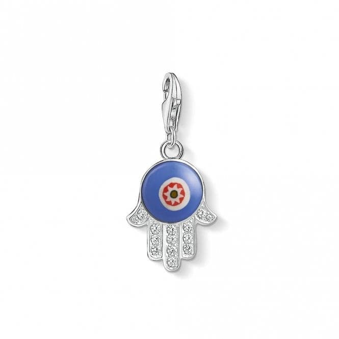 Thomas Sabo Blue Glass Hand of Fatima Sterling Silver Zirconia Glass Charm Pendant 1442 - 052 - 1Thomas Sabo Charm Club1442 - 052 - 1