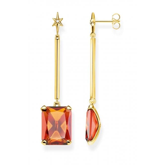 Thomas Sabo Gold Plated Orange Stones With Star Drop Earrings H2071 - 971 - 8Thomas Sabo Sterling SilverH2071 - 971 - 8