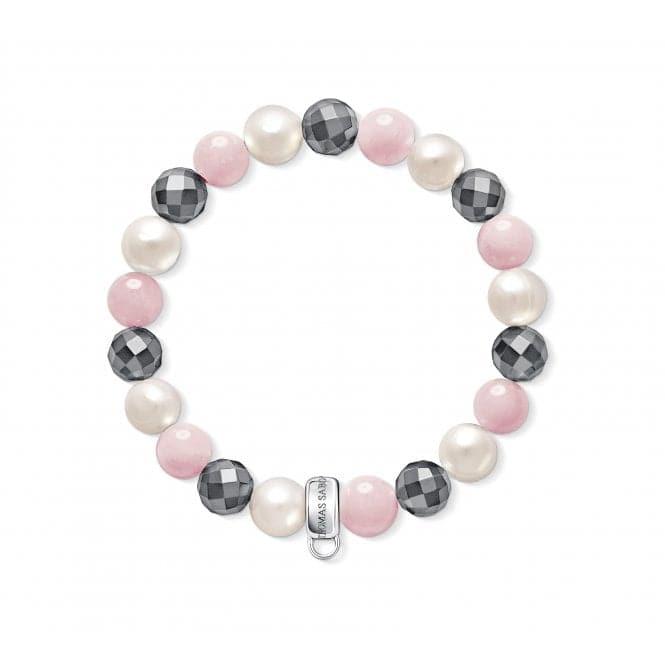 Thomas Sabo Grey Pearl Pink Charm Bracelet X0188 - 581 - 7Thomas Sabo Charm ClubX0188 - 581 - 7 - S