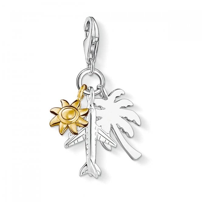 Thomas Sabo Palm Tree Sun Plane Silver Gold Charm Pendant 1430 - 413 - 21Thomas Sabo Charm Club1430 - 413 - 21