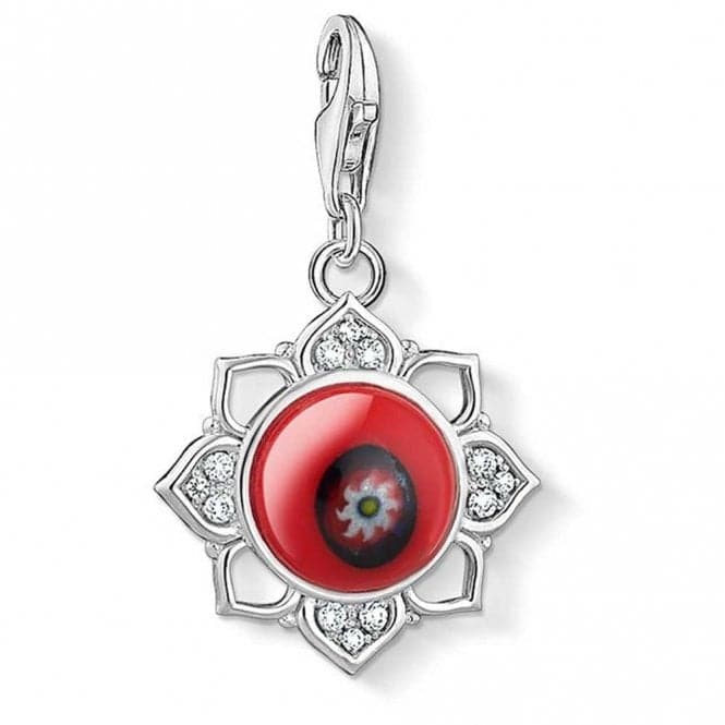 Thomas Sabo Red Glass Lotus Flower Sterling Silver Zirconia Glass Charm Pendant 1441 - 052 - 10Thomas Sabo Charm Club1441 - 052 - 10