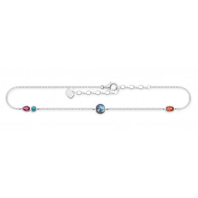 Thomas Sabo Sterling Silver Multi Coloured Anklet AK0005 - 986 - 7 - L27vThomas Sabo Sterling SilverAK0005 - 986 - 7 - L27v