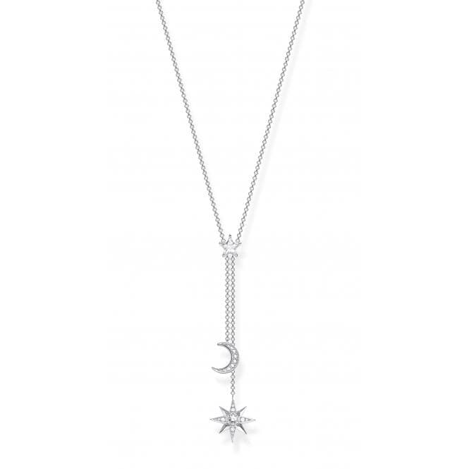 Thomas Sabo White Zirconia Magic Stars Moon Necklace KE1900 - 051 - 14 - L45vThomas Sabo Sterling SilverKE1900 - 051 - 14 - L45v