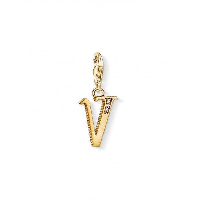 Thomas Sabo Yellow Gold Silver Vintage V Letter Charm 1628 - 414 - 39Thomas Sabo Charm Club1628 - 414 - 39