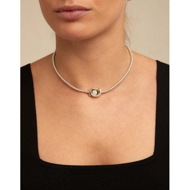 Tight Moon Turquoise Metal Natural Stone NecklaceUNOde50COL1692AZUMTL0U