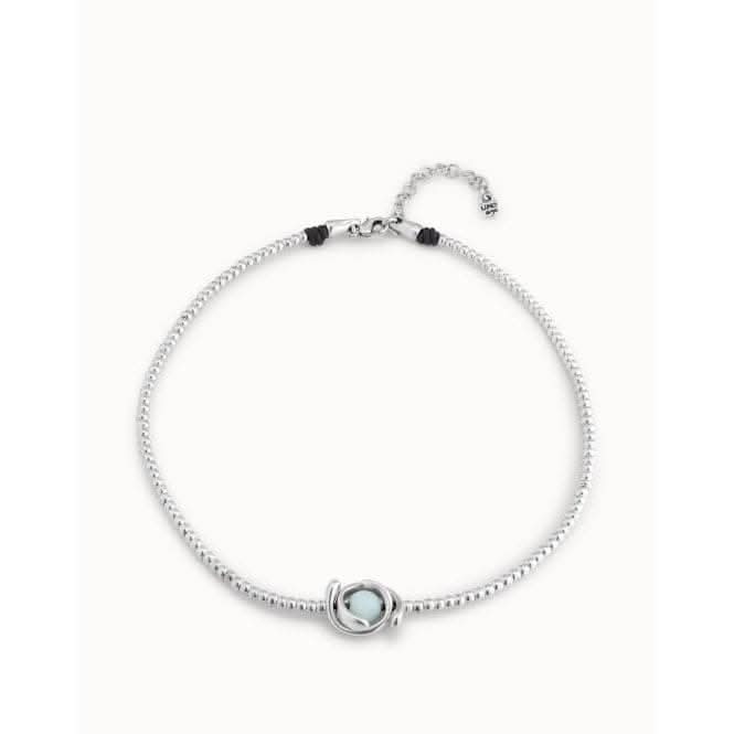 Tight Moon Turquoise Metal Natural Stone NecklaceUNOde50COL1692AZUMTL0U
