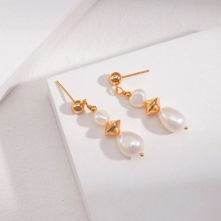 Gold Timeless Baroque Pearl Drop Earrings