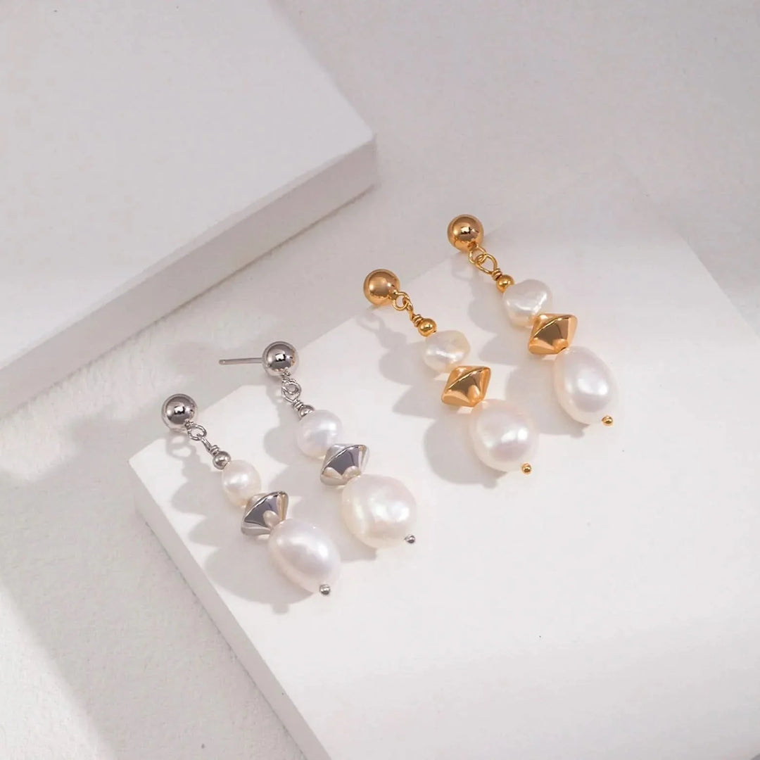 Gold Timeless Baroque Pearl Drop Earrings