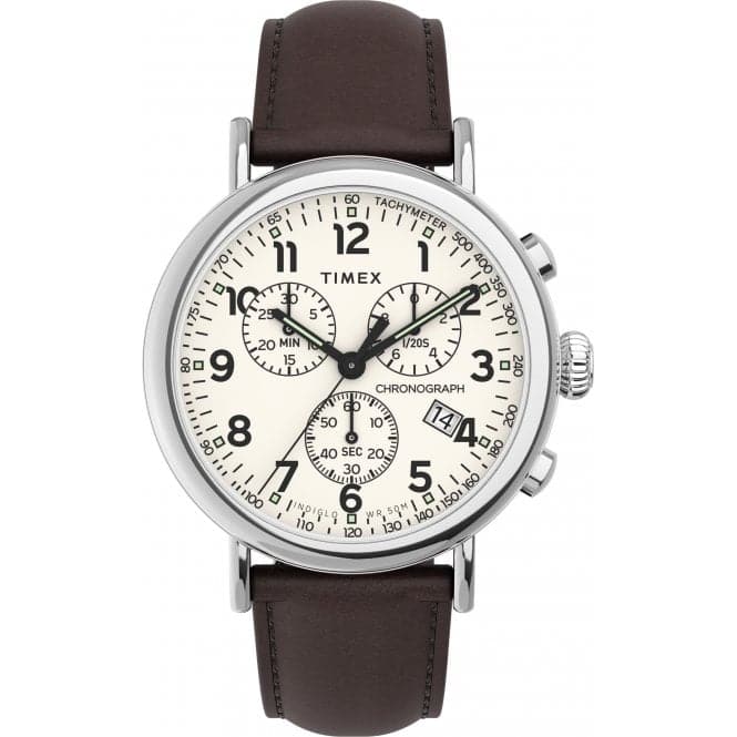 Timex Standard Chronograph Leather Strap Watch TW2V27600Timex WatchesTW2V27600