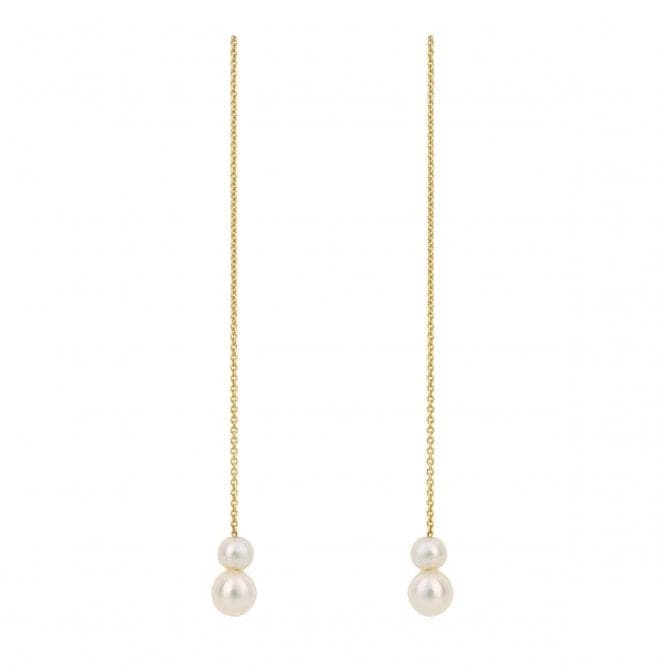 Trace Chain and Freshwater Pearls Thread Through Earrings GE2444Elements GoldGE2444