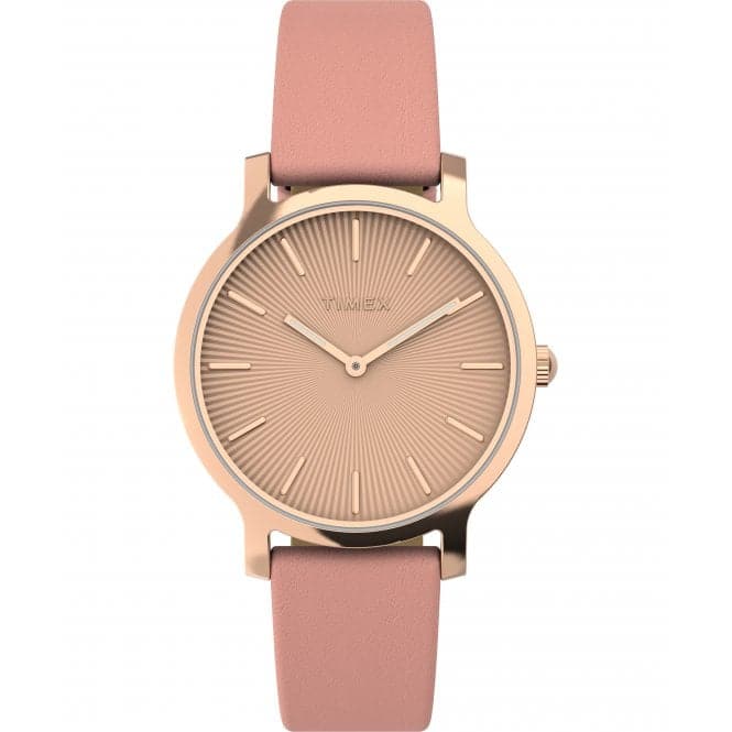 Transcend Pink Leather Strap Watch TW2V66900Timex WatchesTW2V66900