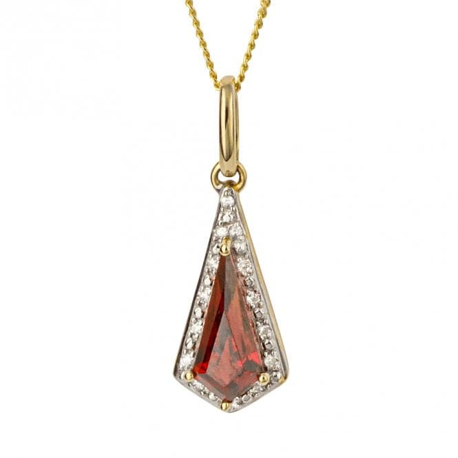 Trapeze Cut Garnet Diamond 9ct Yellow Gold Pendant GP1065KElements GoldGP1065K