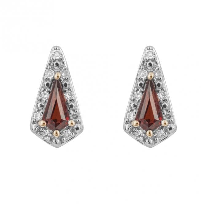 Trapeze Cut Garnet Diamond 9ct Yellow Gold Stud Earrings GE1054KElements GoldGE1054K