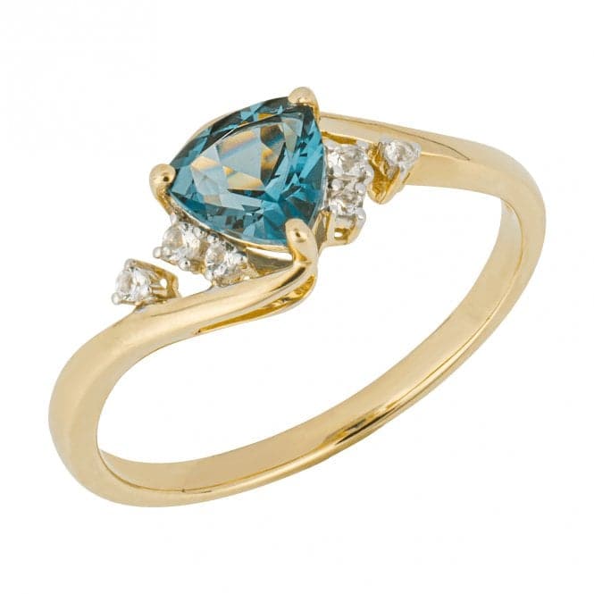 Trillion London Blue Topaz White Topaz 9ct Yellow Gold Ring GR618LElements GoldGR618L 52